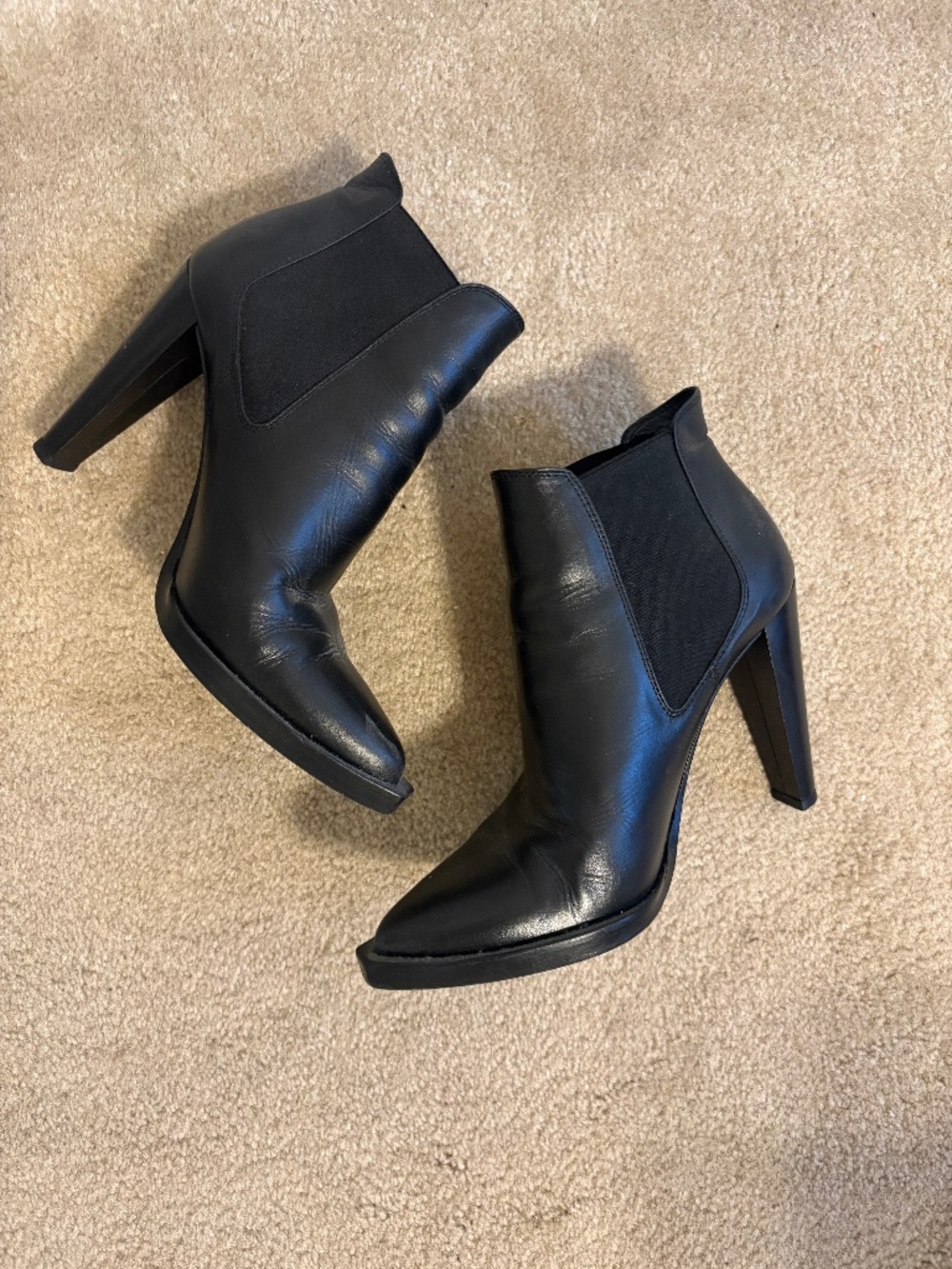 DIESEL ANKLE BOOTS HIGH HEEL POINTED SQUARED OFF TOE BLACK - Size 9/40